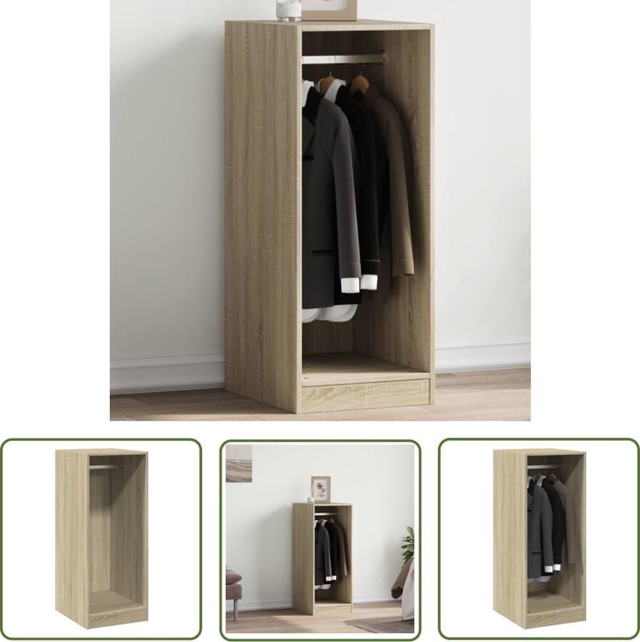 The Living Store Kledingrek Sonoma Eiken 48x41x102 cm Duurzaam houten opbergrek met voldoende ruimte voor kleding Wandmontage vereist - Foto 2