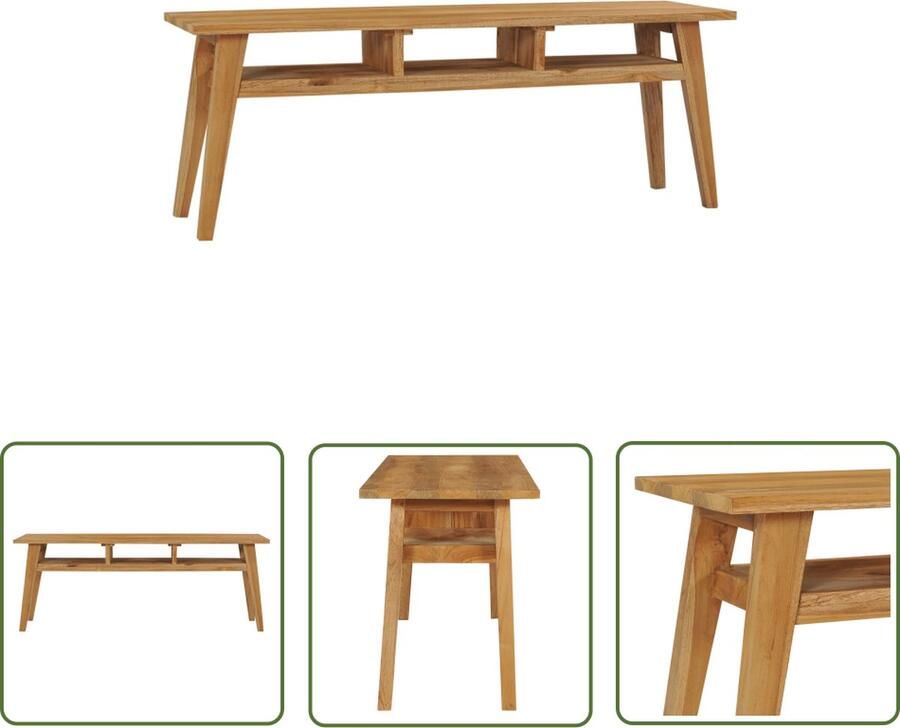 The Living Store Koloniaal tv-meubel Massief teakhout Rustieke charme 120x35x45 cm 3 schappen Montage vereist - Foto 2