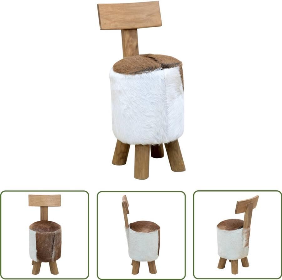 The Living Store Kruk massief teakhout bruin Krukken Houten Kruk Design Kruk Bruine Kruk Zitkruk