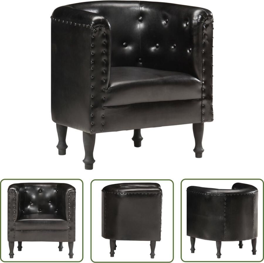 The Living Store Klassieke Kuipstoel Geitenleer Zwart 61x60x68cm Klassieke Stoel Leren Fauteuil Zwarte Stoel Kuipstoel Lounge Stoel