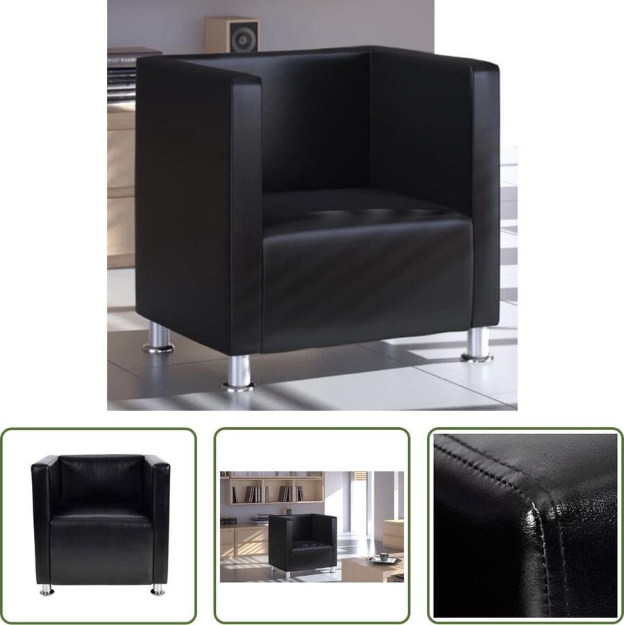 The Living Store Kuipstoel Zwart 71 x 54 x 69 cm Hoogwaardige Metalen Poten Kuipstoel Fauteuils Art Deco Vintage Industrieel - Foto 2