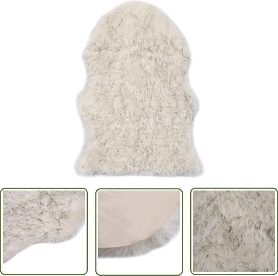 The Living Store Kunstschapenvacht Vloerkleed 60 x 90 cm GemÃªleerd grijs Super-zacht Anti-slip achterkant