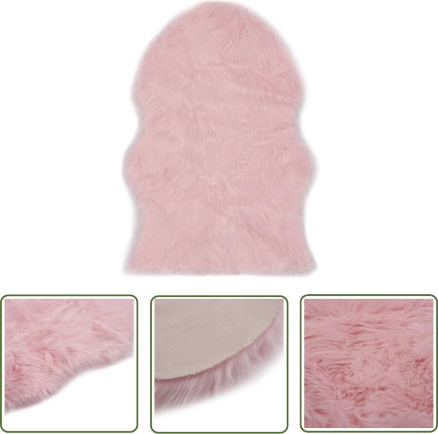 The Living Store Kunstschapenvacht Vloerkleed 60 x 90 cm Roze Super-zacht Dierenhuidvormig