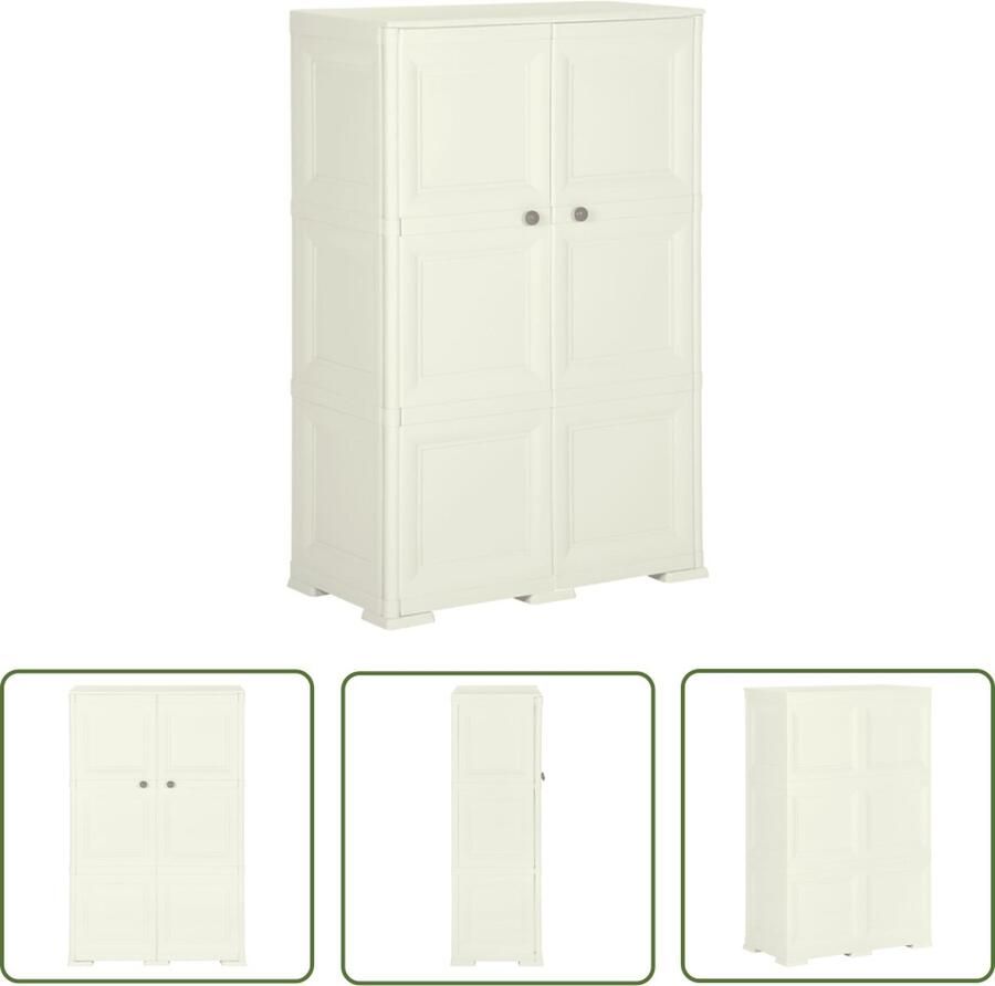 The Living Store Opbergkast hout-look 79x43x125 cm kunststof vanille-ijskleurig Kunststof Kast Opbergkast Opberger Decoratieve Kast Houten Look Kast - Foto 2