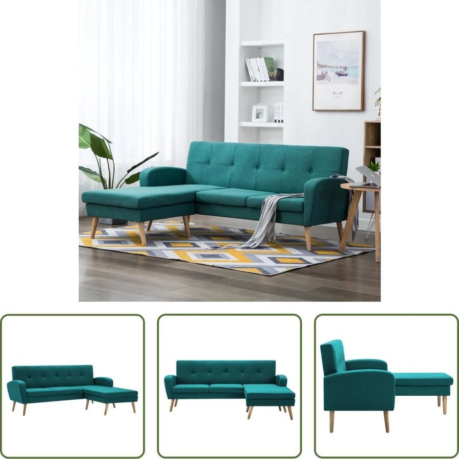 The Living Store L-vormige bank 186x136x79 cm groen