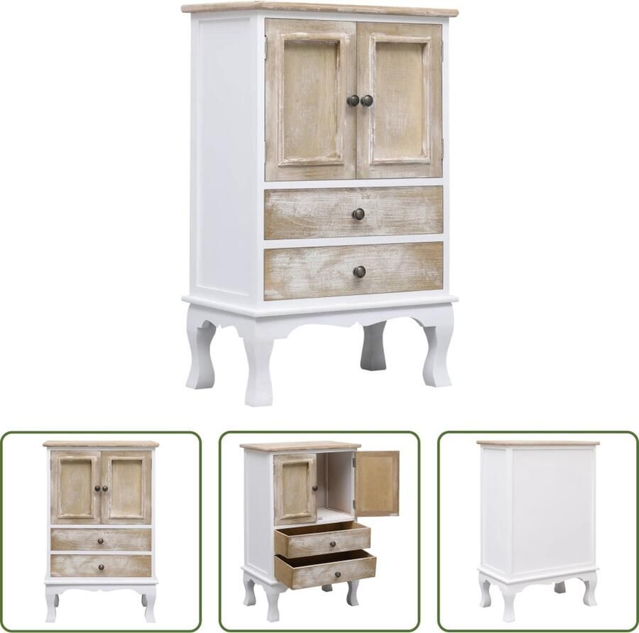 The Living Store Ladekast 50x30x80 cm hout wit Ladekast Dressoir Opbergmeubel Salontafel Tv Tafel