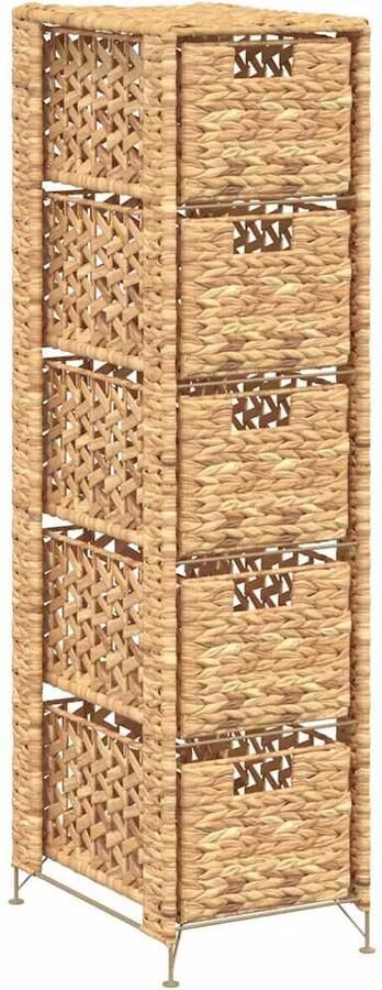 The Living Store Opbergset met 5 manden 25 5x37x100 cm waterhyacint Ladekast Opbergkast Opberginrichting Waterhyacint Bruine Meubels - Foto 3