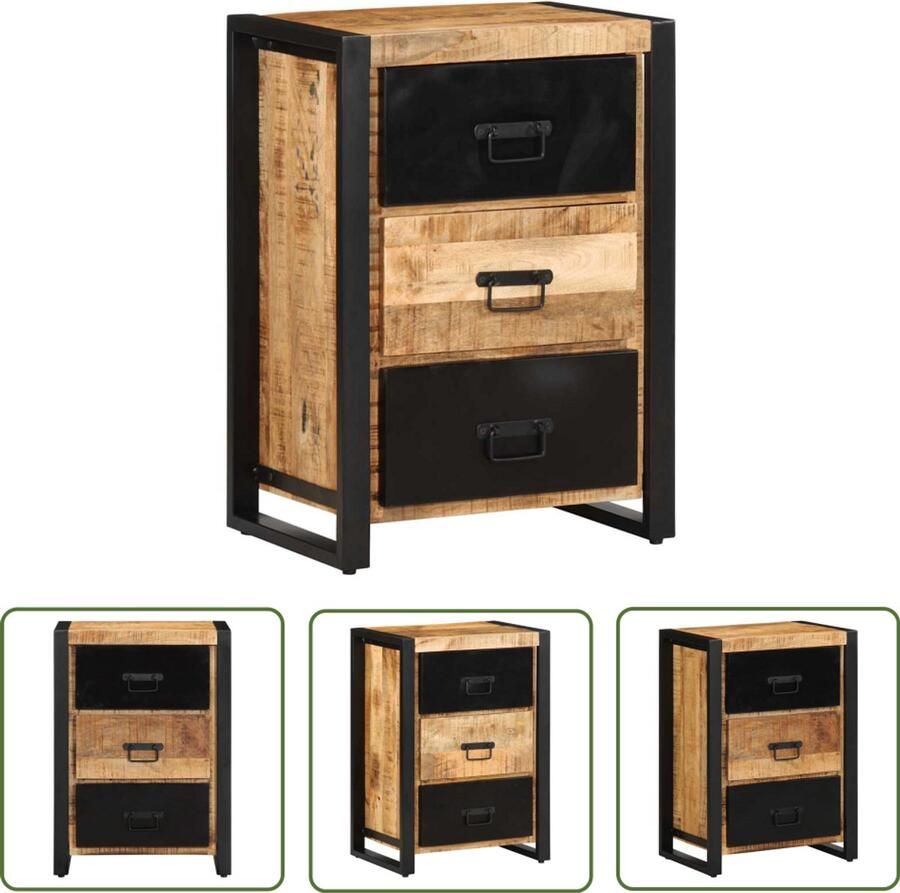 The Living Store Ladekast 50x35x70 cm massief ruw mangohout Ladekast Vintage Kast Mangohout Kast Opbergkast Salontafel - Foto 3