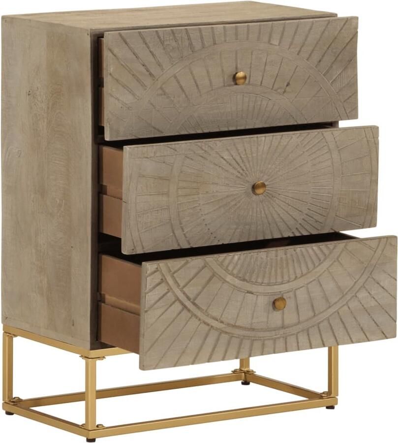 VidaXL The Living Store Ladekastje 55x30x76 cm massief mangohout en ijzer Ladekast Mangohout Vintage Industrieel Opbergkast - Foto 2