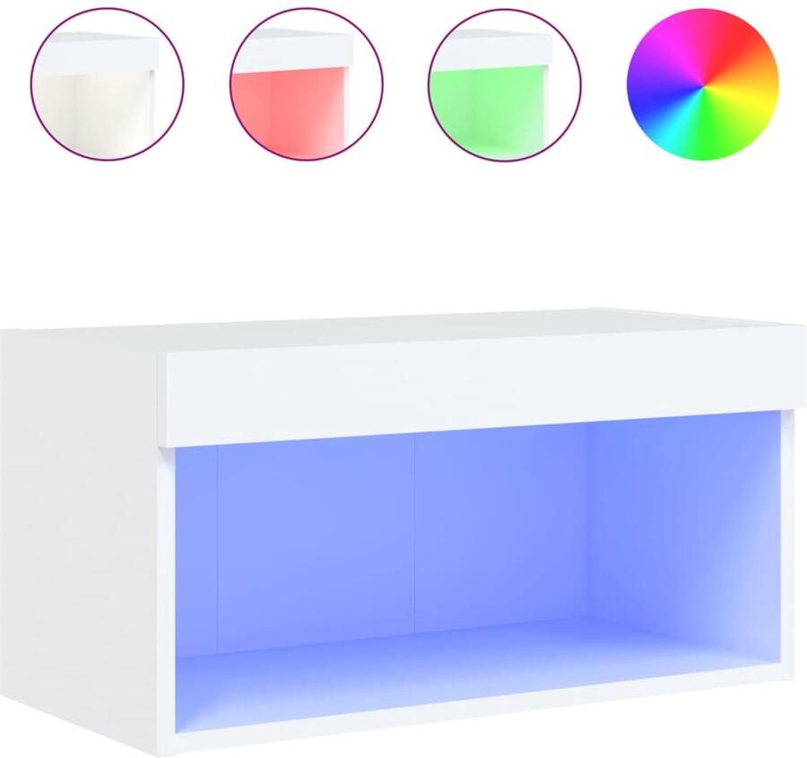 The Living Store Tv-meubel met LED-verlichting 60x30x30 cm wit Tv-meubel Led Tv-meubel Houten Tv-standaard Wandmontage Tv-meubel Opbergruimte Tv-meubel - Foto 3