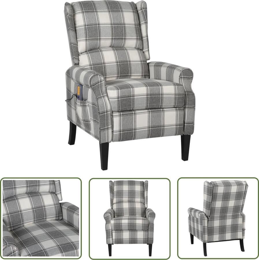 The Living Store Leunstoel Massagestoel Elektrisch verstelbaar 6-punts trillingsmassage Witgrijs 71x90.5x101.5 cm USB-aansluiting Massagestoel Elektrische Massagestoel Verstelbare Stoel Relaxstoel Lounge Stoel - Foto 2