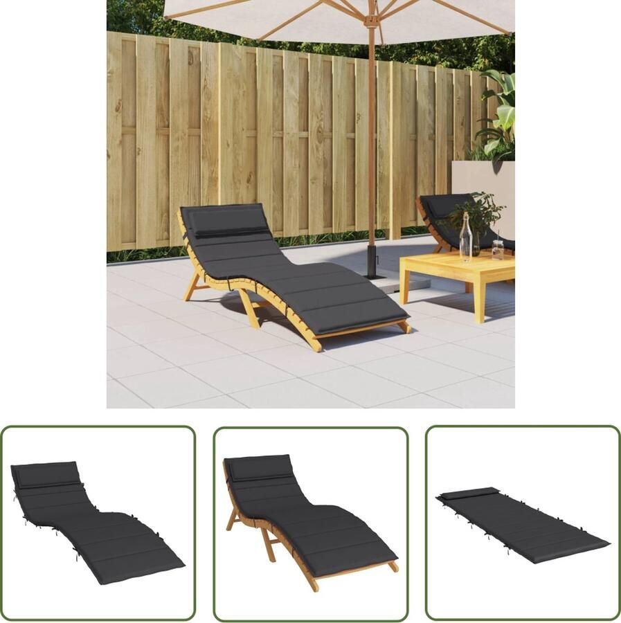 The Living Store Ligbedkussen 180 x 60 x 3 cm Waterafstotend Oxford stof Ligbedkussen Oxford Stof Waterafstotend Tuinstoel Terrasdecoratie