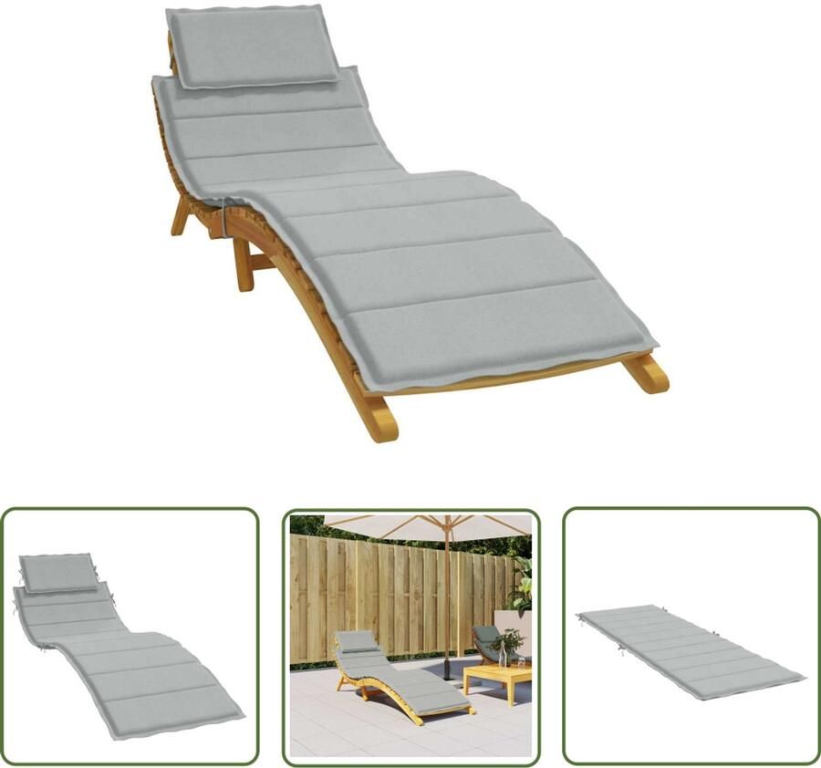 The Living Store Ligbedkussen Polyester 186 x 58 x 3 cm GemÃªleerd lichtgrijs Ligbedkussen Tuinstoel Lounge Stoel Outdoor Kussen Balkon Kussen