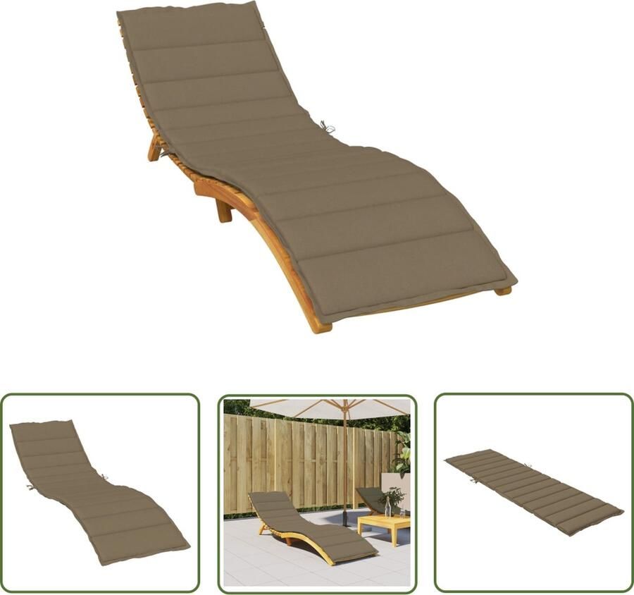 The Living Store Ligbedkussen 200 x 60 x 4 cm GemÃªleerd Taupe Ligbedkussen Tuinstoel Kussen Lounge Kussen Outdoor Kussen Stofkussen