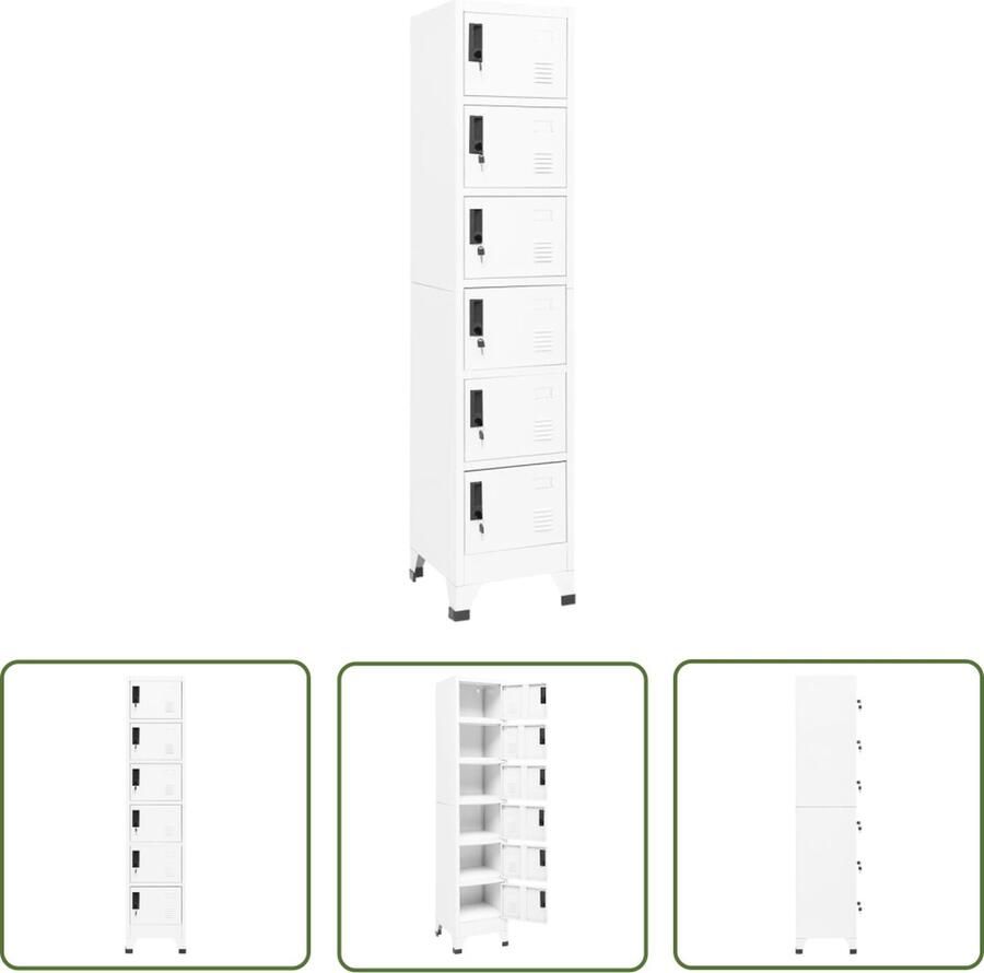 The Living Store Lockerkast M 38 x 40 x 180 cm Wit Staal Lockerkast Opbergkast Kluisje School Lockers Kantoor Lockers - Foto 2