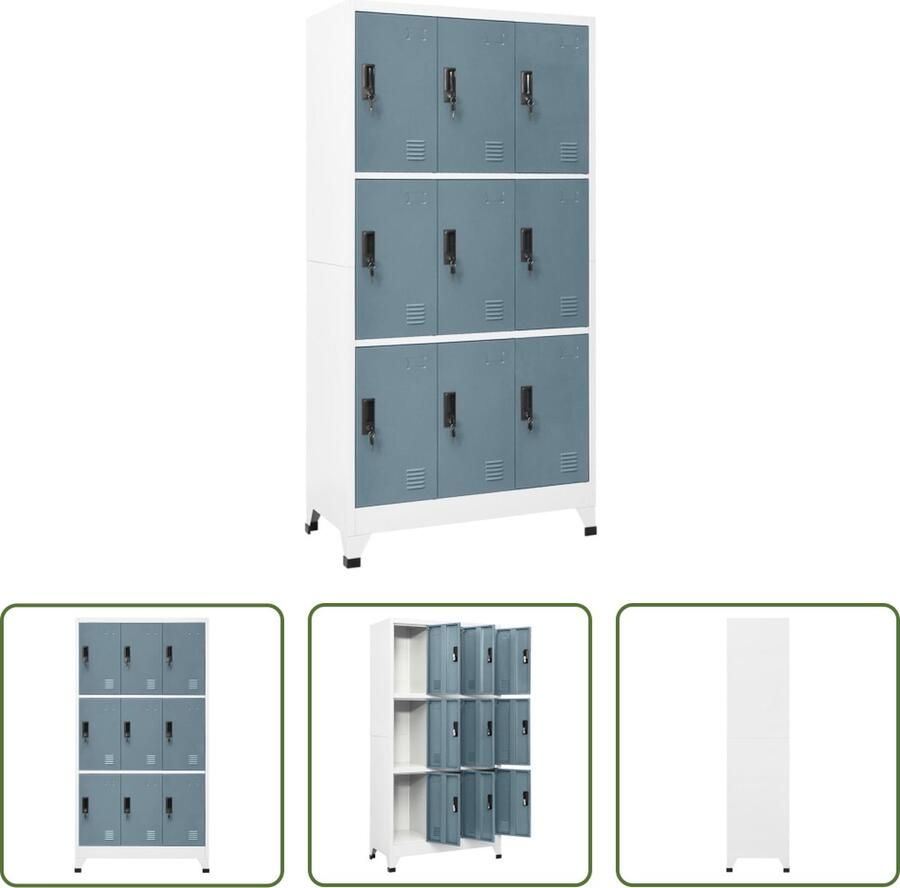 The Living Store Lockerkast Opbergkast 90 x 45 x 180 cm Staal met Afsluitbare Deuren Lockerkast Opbergkast Kantooropslag School Lockers Metalen Kast - Foto 2