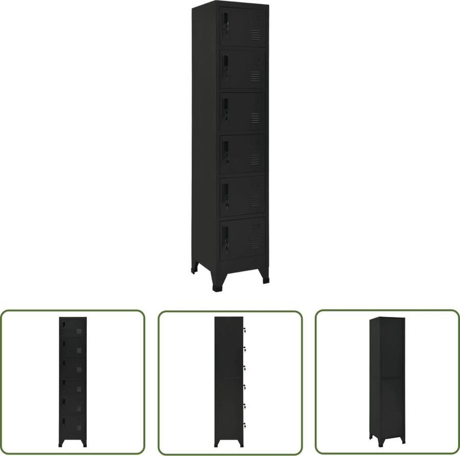 The Living Store Lockerkast Zwart Staal 38 x 40 x 180 cm Afsluitbare Deuren Lockerkast Opbergkast Metalen Kast Staalkast School Lockers - Foto 4