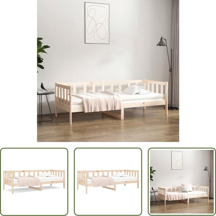 The Living Store Logeerbed Grenenhout 203.5 x 85.5 x 66 cm Massief 3-zijdig bedhek Gelat ontwerp Veelzijdig Extra opbergruimte Logeerbed Slaapbank Grenenhout Bed Met Bedhek Multifunctioneel Bed - Foto 2