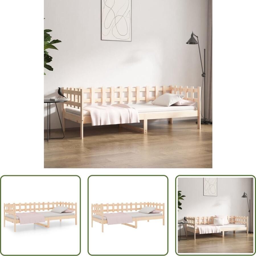 The Living Store Logeerbed Hout 203.5 x 96 x 68.5 cm Massief grenenhout 3-zijdig bedhek Gelat ontwerp Veelzijdig bed Extra opbergruimte Logeerbed Slaapbank Bed Frame Grenenhout Bed Bruine Bed - Foto 2