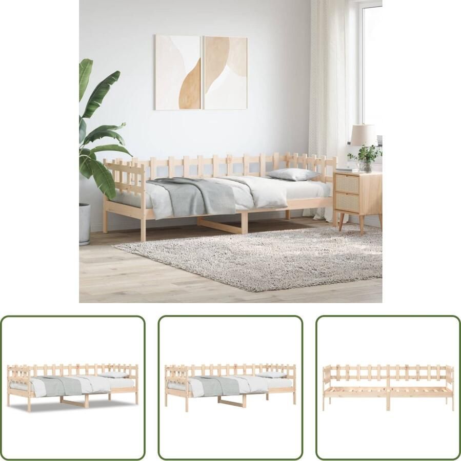 The Living Store Logeerbed Massief Grenenhout Houten Slaapbank Ruimtebesparend 3-zijdig Bedhek Gelat Ontwerp Extra Opbergruimte 203.5 x 88 x 68.5 cm Logeerbed Slaapbank Grenenhouten Bed Compact Bed Multifunctioneel Bed