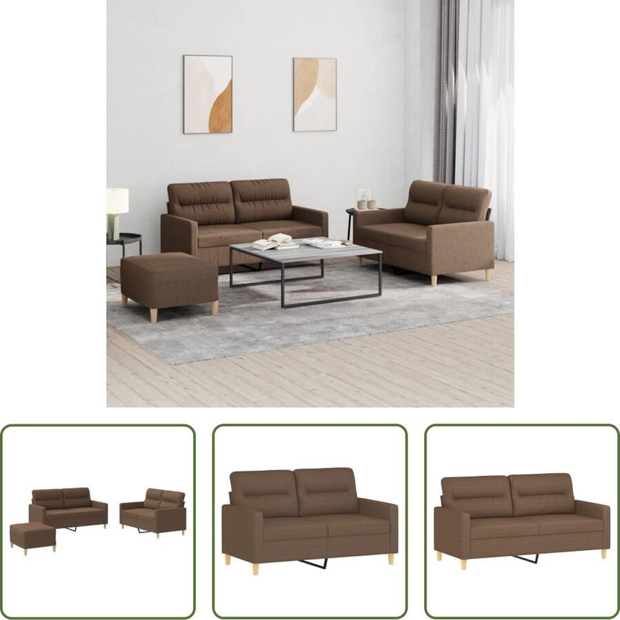 The Living Store 4-delige Loungeset met kussens stof bruin Loungeset Tuinset Buitenshuis Meubilair Loungemeubelen Relaxstoel