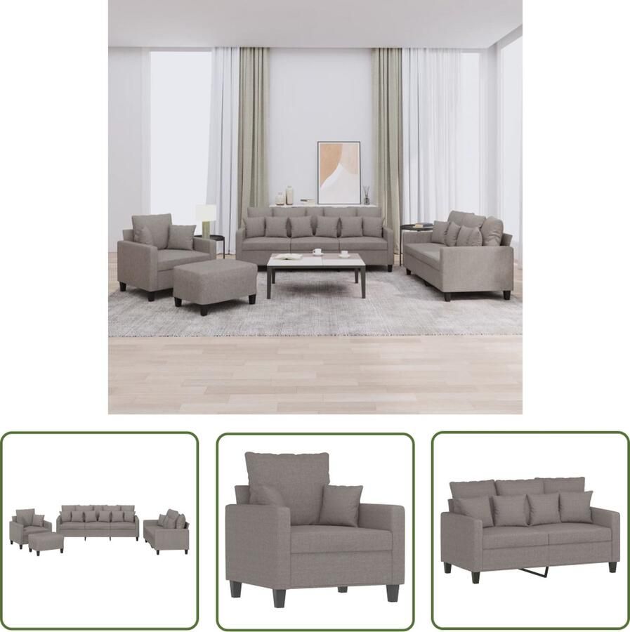 The Living Store Loungeset Bank taupe 3-zits 198 x 77 x 80 cm Duurzame stof