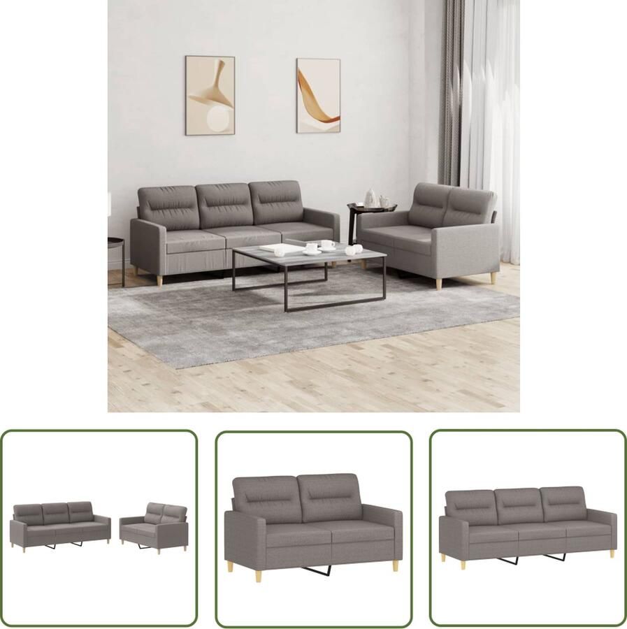 The Living Store Loungeset Comfort Bank 138 x 77 x 80 cm Kleur- taupe Loungeset Bankstel Buitenmeubel Lounge Meubels Tuinset - Foto 2