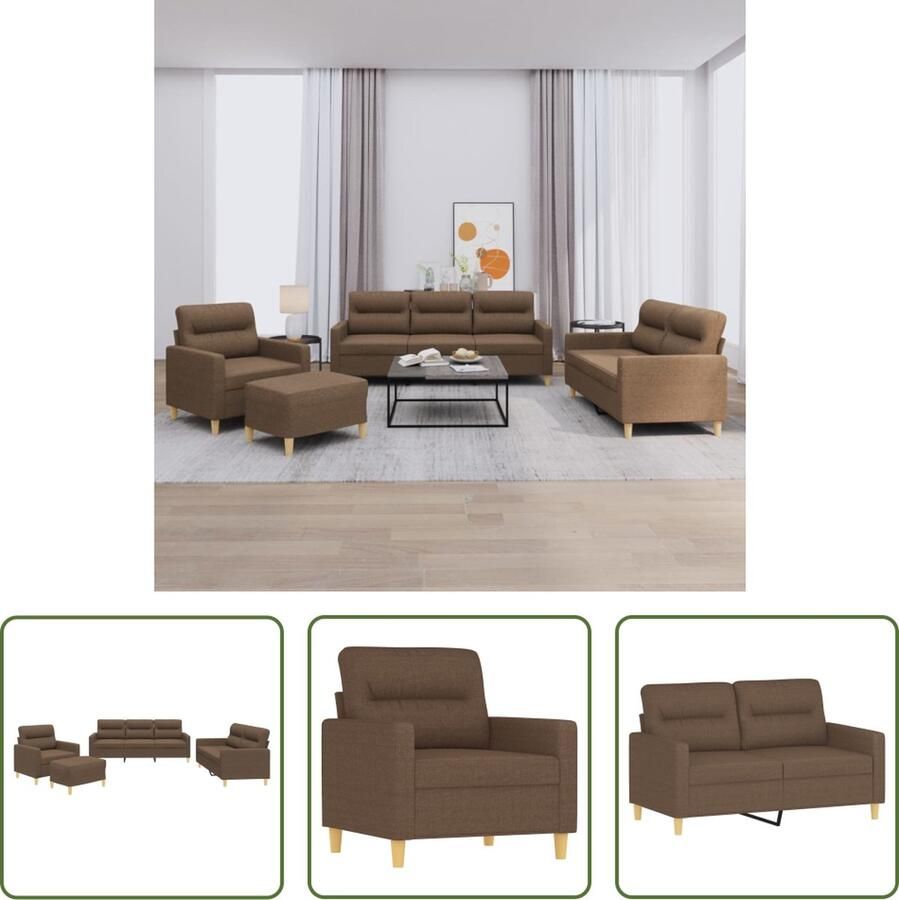 The Living Store Loungeset Comfort Banken en Voetenbank 138 x 77 x 80 cm Bruin Loungeset Bankstellen Tuinset Bruine Bank Loungemeubel - Foto 3
