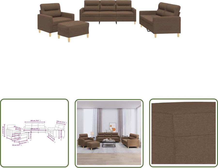 The Living Store Loungeset Comfort Banken en Voetenbank 138 x 77 x 80 cm Bruin Loungeset Bankstellen Tuinset Bruine Bank Loungemeubel
