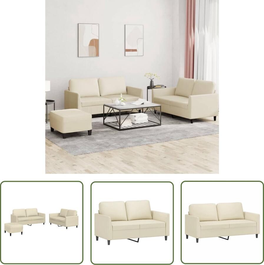 The Living Store Loungeset Kunstleer Crème 120 cm
