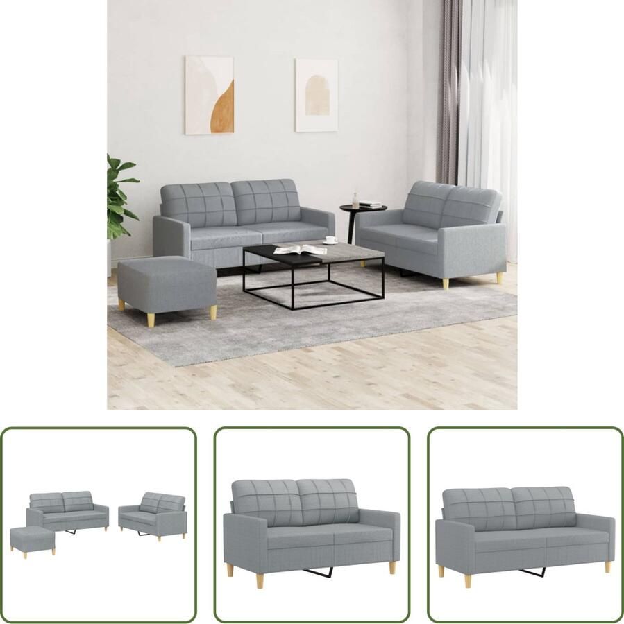 The Living Store Loungeset Comfort Bankstellen 2 zits 138x77x80 cm Kleur- lichtgrijs Loungeset Bankstel Tuinmeubel Buitenleven Lounge Set
