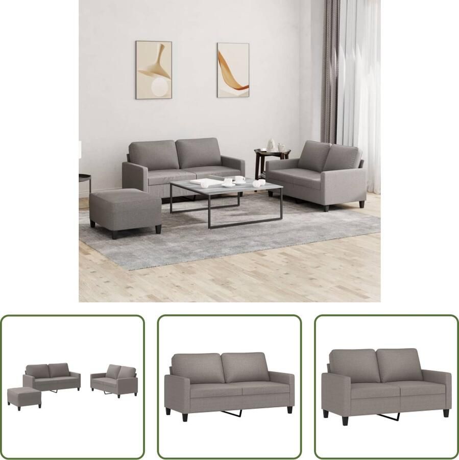 The Living Store Loungeset Provincetown 138 x 77 x 80 cm Duurzame stof Stevig frame Comfortabel zitten Taupe 2-zitsbank