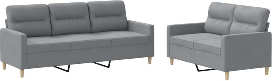The Living Store Loungeset Stof Lichtgrijs 2- en 3-zitsbank 138x77x80 cm 198x77x80 cm Loungeset Bankstel 2-zitsbank 3-zitsbank Grijs - Foto 2