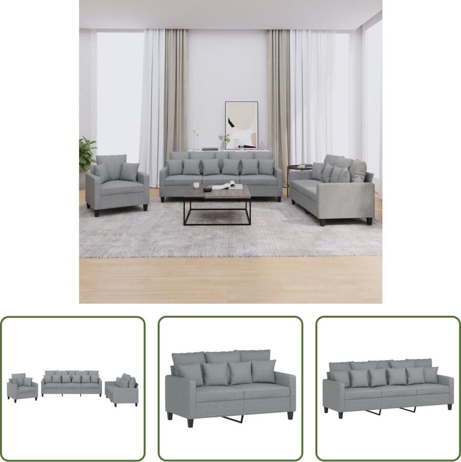 The Living Store Loungeset Stonewall Armstoel 78x77x80cm Lichtgrijs Loungeset Loungemeubel Buitenset Tuinset Grijs Meubilair - Foto 3