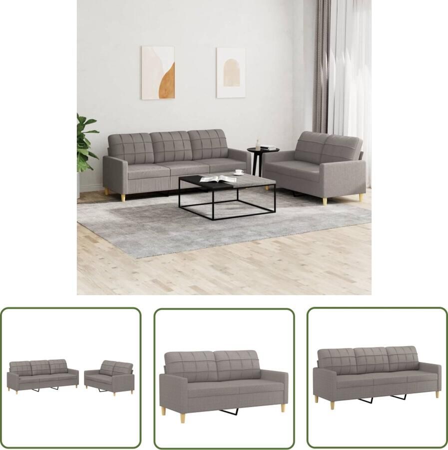 The Living Store Loungeset taupe 2- en 3-zitsbank dik gevoerde zitting ademende en duurzame stof stevig frame opvallend ontwerp Loungeset Bankstel Tuinmeubel Buitenleven Lounge Set - Foto 2
