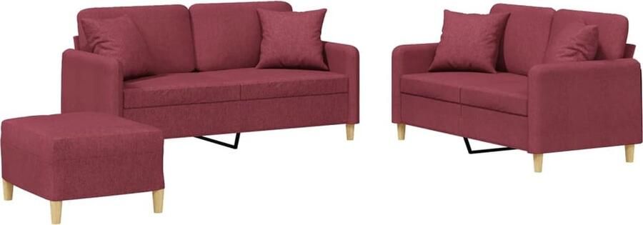 The Living Store Loungeset Wijnrood 2-zitsbank 140 cm Comfortabele zitervaring Loungebank Tuinset Buitenmeubel Loungehoek Rood Meubilair - Foto 2