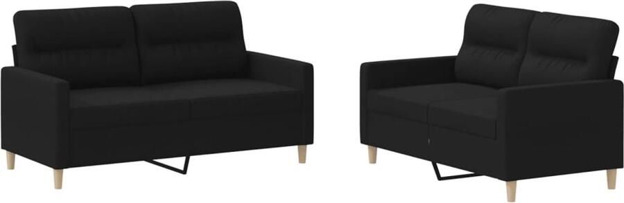 The Living Store loungeset zwart 2-zitsbank (klein) 138 x 77 x 80 cm Comfortabel en duurzaam Loungeset Zwarte Loungeset Bankstel Tuinlounge Buitenmeubel - Foto 2