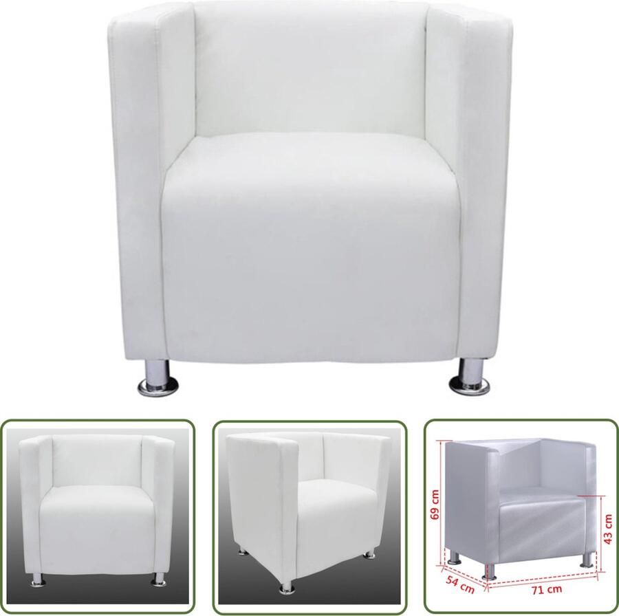 The Living Store Loungestoel Klassiek Stoelen 71 x 54 x 69 cm Wit PVC Loungestok Fauteuils Lounge Stoel Tuinstoelen Buiten Meubilair - Foto 2