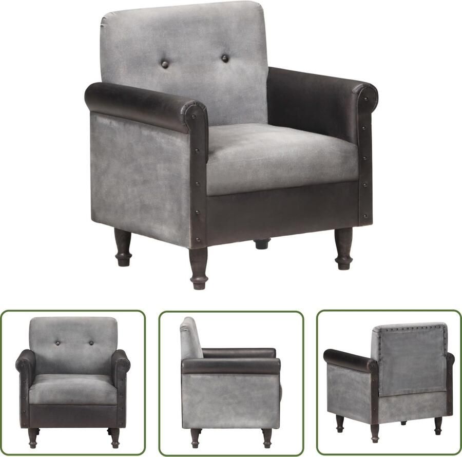 The Living Store Luxe Kuipstoel Zwart Geitenleer 70 x 54 x 73 cm (B x D x H) - Foto 2