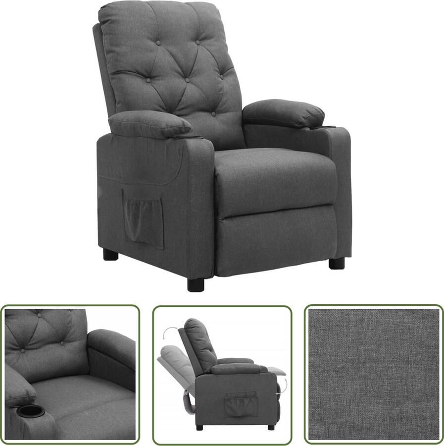 The Living Store Luxe Verstelbare Stoel Fauteuil Lichtgrijs 78.5 x 93 x 96.5 cm Stof - Foto 2