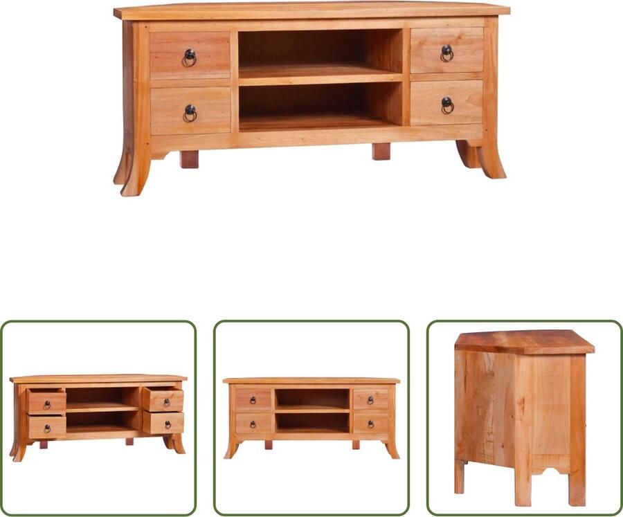 The Living Store Houten TV-meubel Mahoniehout 100 x 40 x 45 cm Strak design - Foto 2