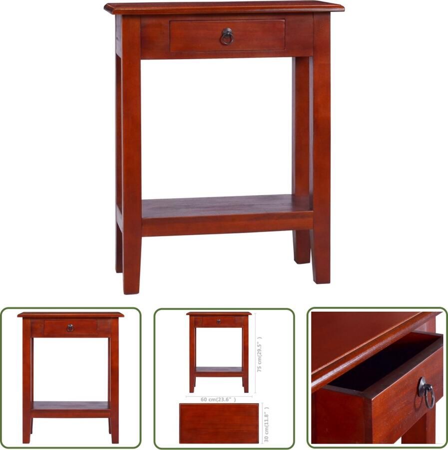 The Living Store Wandtafel 60x30x75 cm massief mahoniehout klassiek bruin Tafel - Foto 2