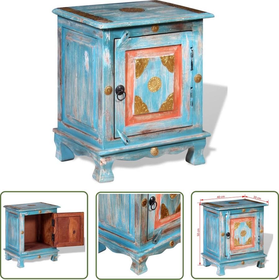 The Living Store Mangohout Nachtkastje 40 x 30 x 50 cm Indiase Stijl Vintage Charme