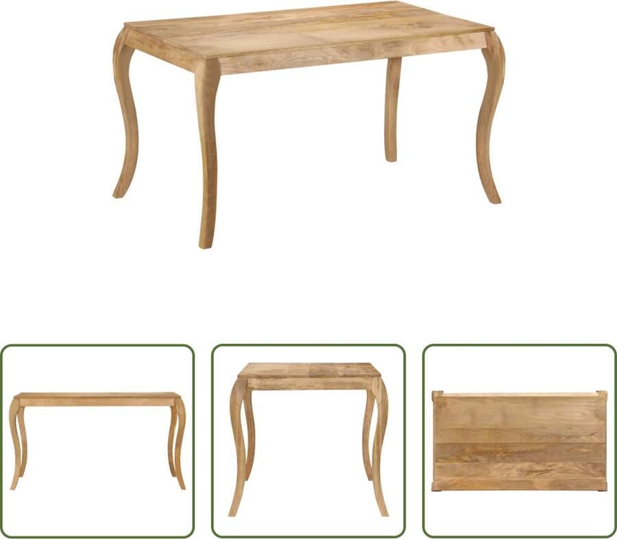 The Living Store Mangohouten Eettafel Vintage Charme 135 x 75 x 76 cm Massief Mangohout Whitewash Vintage Eettafel Mangohouten Eettafel Massief Houten Eettafel Witte Was Eettafel Retro Eettafel Salontafel Diningtable - Foto 2