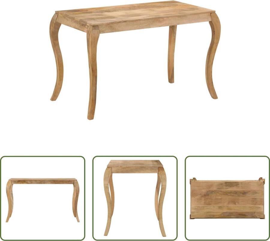The Living Store Mangohouten Eettafel Vintage Charme Massief hout 118 x 60 x 76 cm Whitewash afwerking