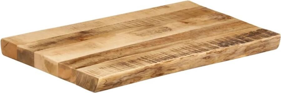 The Living Store Mangohouten Tafelblad 60 x 40 x 2.5 cm Natuurlijke Afwerking Unieke Rustieke Randen Massief ruw mangohout Tafeltje Tafelblad Mangohout Naturel Vintage - Foto 2