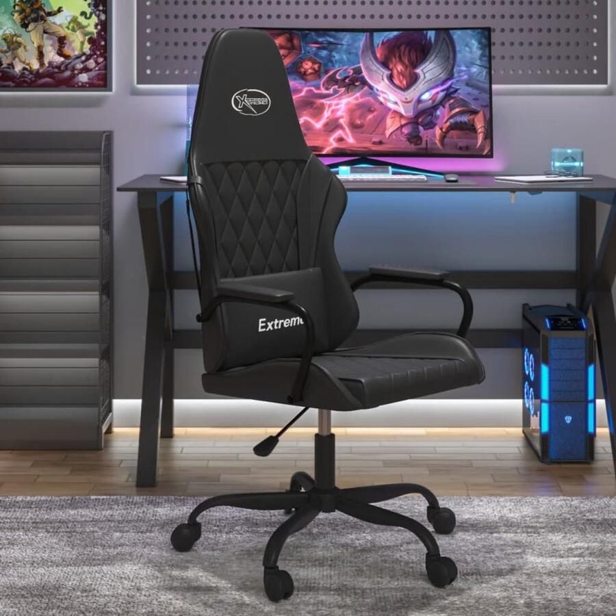 The Living Store Massage gamestoel kunstleer zwart Gamingstoel Massage Fauteuil Gaming Accessoires Pc Gaming Gamer Chair - Foto 2