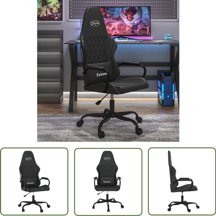 The Living Store Massage gamestoel kunstleer zwart Gamingstoel Massage Fauteuil Gaming Accessoires Pc Gaming Gamer Chair