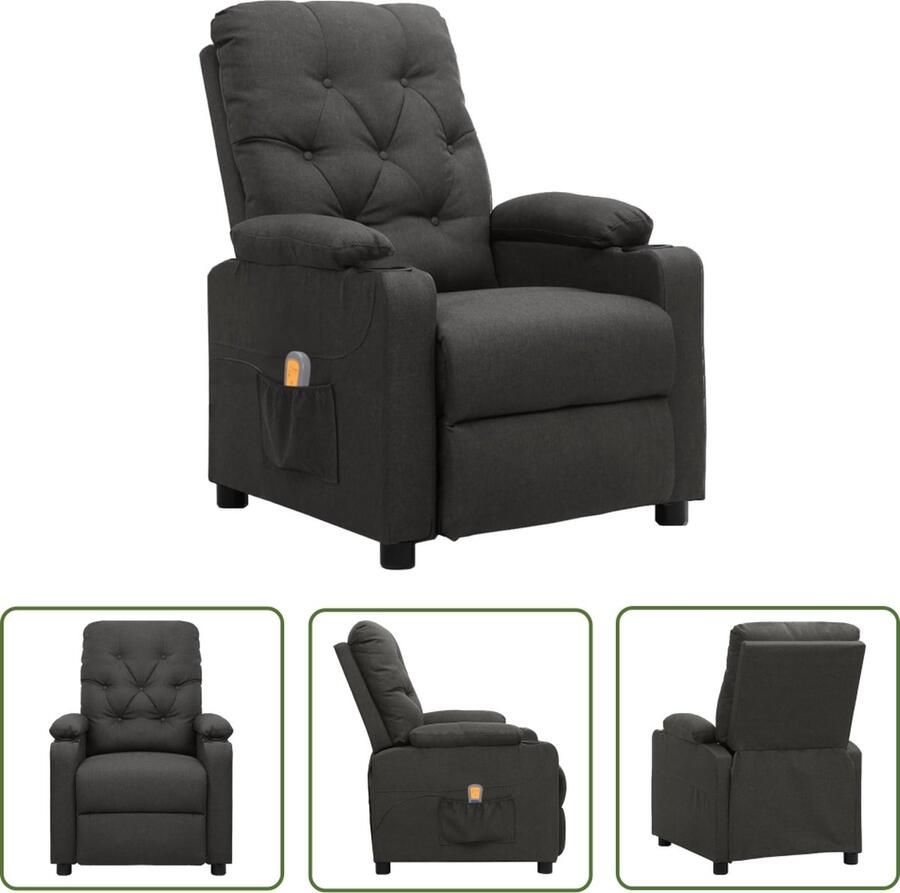 VidaXL Massagefauteuil Massagerstoel Massagestoel stof donkergrijs Ergonomische Stoel Lounge Stoel Relaxatie Stoel - Foto 3