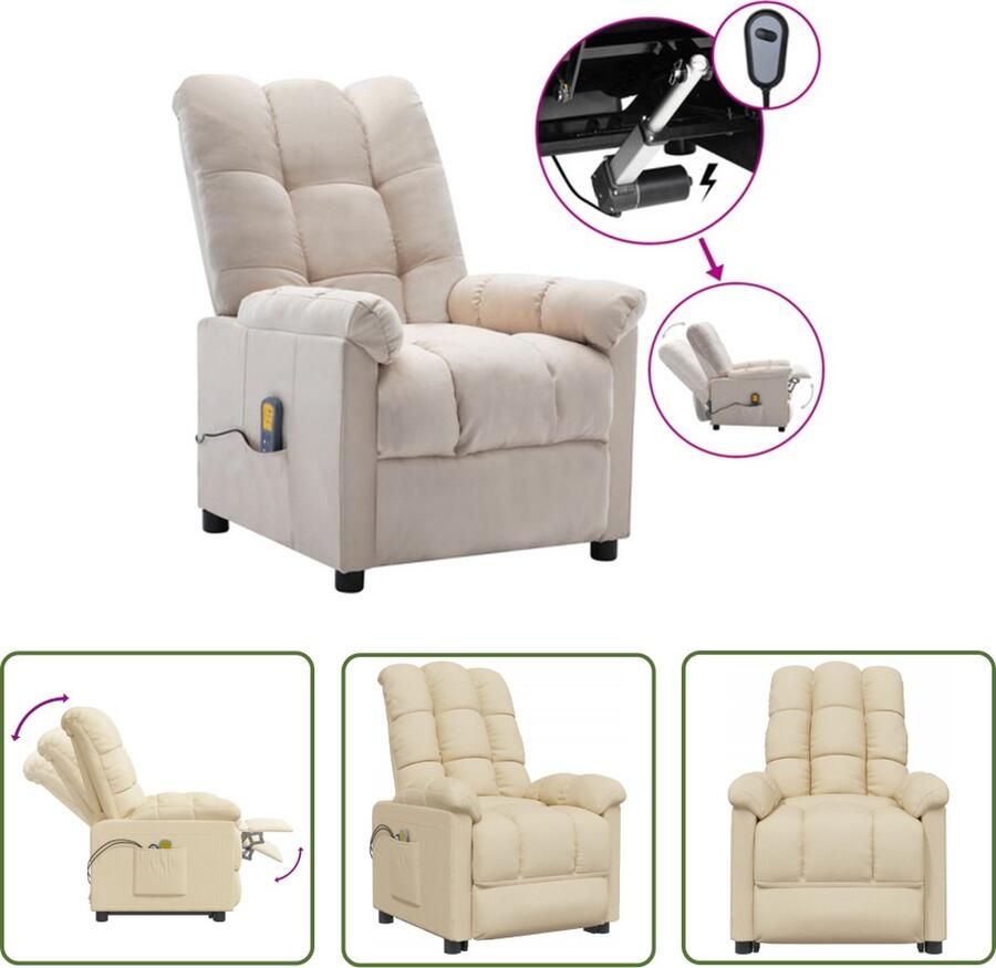 The Living Store Elektrische Massagefauteuil Crème 73 x 90 x 100 cm Elektrisch verstelbaar Elektrische Massagestoel Massagefauteuil Relaxfauteuil Ergonomische Stoel Lounge Stoel - Foto 4